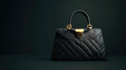 Poster - A structured handbag with gold accents, placed on a smooth backdrop, offering plenty of space for branding or advertising material.
