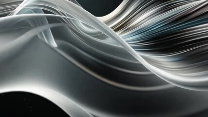Poster - abstract flowing waves in shades of gray and white create sense of movement and tranquility, showcas