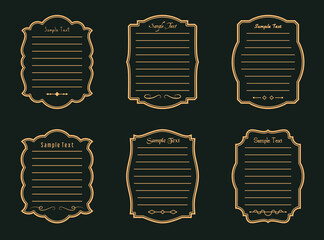 Poster - Vintage frame vector set, invitation label, old-school paper label, frame element decoration