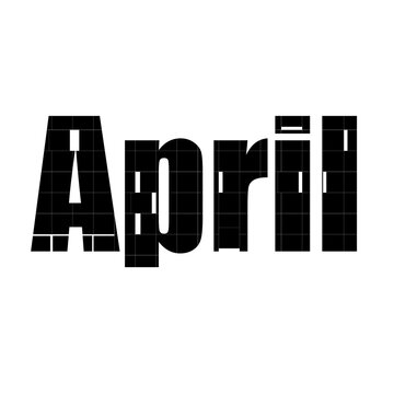 black vector april month lettering design
