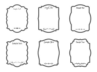 Poster - Vintage frame vector set, invitation label, old-school paper label, frame element decoration