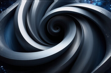 Aufkleber - swirling abstract metallic structure with a deep dark center against a bokeh background. the smooth,