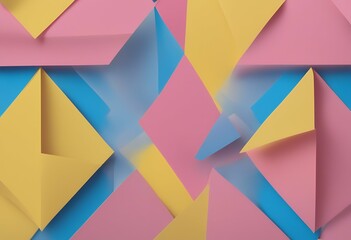 Poster - papers fashion pink yellow background memphis geometry style blue colors texture trend dot design website layout abstract page geometric view simple modern wallpaper shape colours banner element