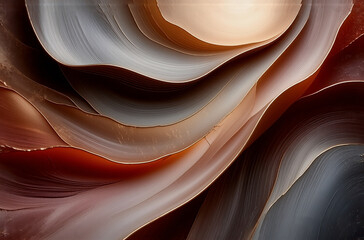 Aufkleber - abstract flowing layers in earthy tones, resembling soft waves or folds. warm brown, beige, orange, 