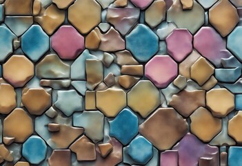 Poster - decor art wallpaper textile wall home background web interior design linoleum illustration heavily page multicolor tile ceramic mixed digital seamless light pattern texture mosaic style building