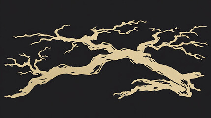 Poster - Artistic representation of a gnarled tree branch nature setting graphic design minimalist style