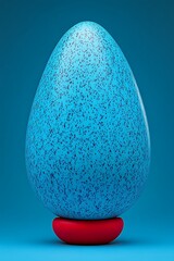 Aufkleber - Stylish blue speckled egg on a red base, minimalistic modern concept