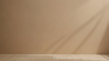 Poster - Minimalist Beige Wall with Natural Shadows and Empty Platform