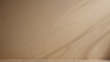 Poster - Minimalist Beige Wall with Natural Shadows and Empty Platform