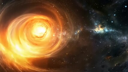 Wall Mural - Cosmic Vortex: A fiery whirlpool in the vast expanse of space, swirling nebulae and celestial bodies.
