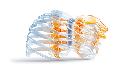 Poster - Dynamic visualization of transparent vertebral structure laboratory setting 3d model scientific environment close-up view anatomy concept