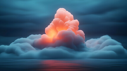 Poster - Supernova Explosion in Space: A Bright Orange and Pink Cosmic Cloud