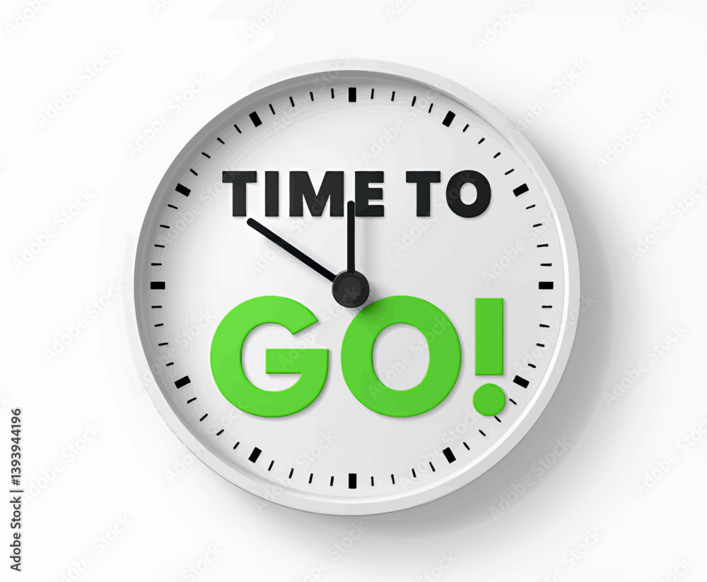 Time to Go Green on White Clock Face Stock Vector | Adobe Stock