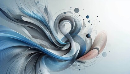 Wall Mural - abstract wave design grey and blue shapes