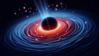 Wall Mural - contraction – a black hole pulling stars into its core symboli