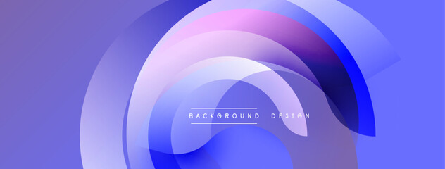Aufkleber - Abstract composition featuring overlapping circular layers. Gradient shades of purple, blue create dynamic visual effect. Minimalist design suitable for backgrounds, presentations.
