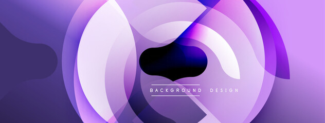 Aufkleber - Abstract purple design features overlapping circular layers. Gradient shades create depth, with dark center contrasting light edges. Modern, dynamic composition.