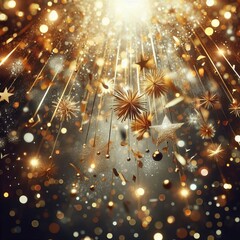 Canvas Print - elegant background with gold confetti burst and soft bokeh