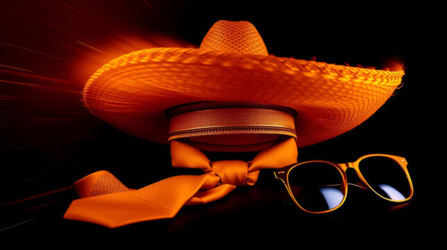 Happy Fathers Day, Jun 15, third Sunday in June, Sambariro Hat with Glasses and Tai, Generative Ai
