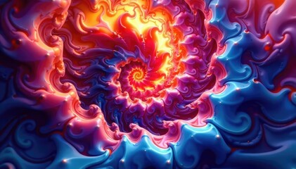 Wall Mural - abstract swirling fractal pattern in vibrant hues , digital, art