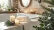 © Randu - Cozy bathroom, Christmas towels, candles, bathtub, festive decor, spa relaxation