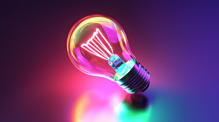 Poster - A radiant soft glowing lightbulb icon digital art vibrant colors abstract environment creative viewpoint