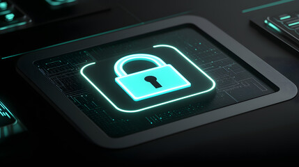 Poster - Secure digital lock icon technology environment graphic design cybersecurity concept abstract viewpoint modern visuals