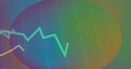 Poster - Animation showing colorful line graph with fluctuating data on gradient background