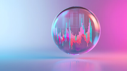 Poster - Dynamic crypto trading chart icon digital environment graphic design vibrant colors floating viewpoint modern concept
