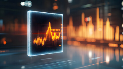 Poster - Crypto trading chart icon floating in futuristic environment digital finance concept technology visualization