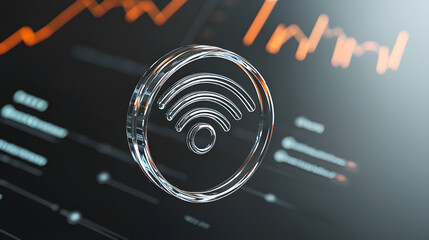 Poster - Wireless signal icon illustrating iot technology trends in digital environment abstract visualization modern infographic