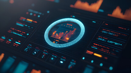 Poster - Dynamic business analysis dashboard virtual environment data visualization technology close-up view insights creation