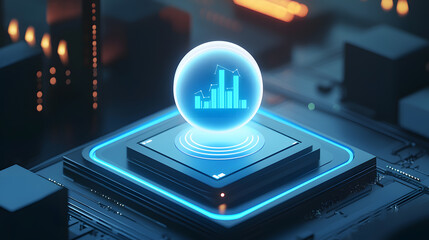 Poster - Innovative business analytics visualization digital workspace 3d render futuristic environment close-up data-driven insights