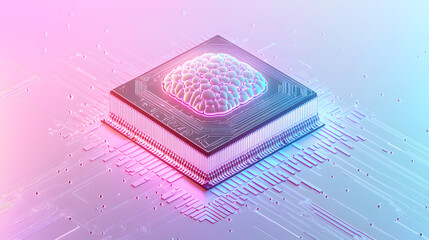 Poster - Innovative neural ai chip visualization digital design technology futuristic environment aesthetic viewpoint