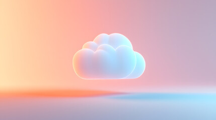Poster - Soft cloud icon visualization digital space graphic design pastel colors aerial view minimalist concept