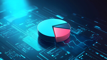 Poster - floating analytics pie chart visualization virtual space digital graphics futuristic environment cen