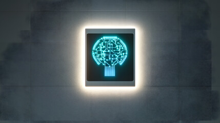 Poster - Advanced ai technology concept futuristic lab digital art high-tech environment centered view innovation in intelligence