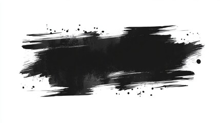 Poster - Abstract Black Ink Brush Stroke Texture Background Design Element Graphic Monochrome Artistic Grunge Style Modern Digital Painting High Resolution    