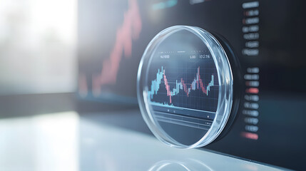 Poster - Floating crypto trading chart visualization digital trading environment data analytics modern technology high-tech viewpoint