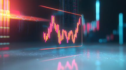 Poster - Dynamic crypto trading chart visualization digital finance infographic virtual space futuristic perspective