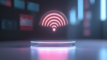 Poster - Floating wireless signal icon digital environment 3d visualization modern technology abstract concept