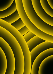 Poster - Abstract background with concentric circles with a neon yellow glow effect. Modern minimalist cover template with vibrant geometric prism shapes. Suitable for high-tech or futuristic design