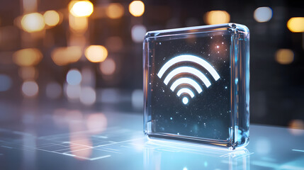 Poster - Wireless signal illustration modern digital space graphic design futuristic environment close-up view technology concept