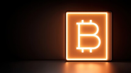 Poster - A lit bitcoin sign glowing brightly as a symbol of a digital asset icon within a cryptocurrency trading app