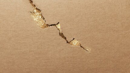 Poster - Intricate detail of a crack in brown paper with rich textures and natural patterns revealing a subtle artistic element