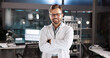 © peopleimages.com - Portrait, research and man with arms crossed, science and smile with confidence. Face, happy person and scientist in laboratory, medical innovation and development for cure, pride and career ambition