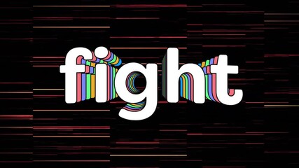Poster - Animation of colorful stripes with red lines over black background