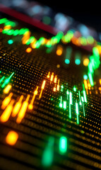 Poster - Dynamic financial data visualization with vibrant color gradients on dark display