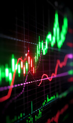 Poster - Dynamic financial analysis charting stock market fluctuations and trading indicators