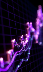 Poster - Financial graph visualization exhibiting increasing values with abstract design